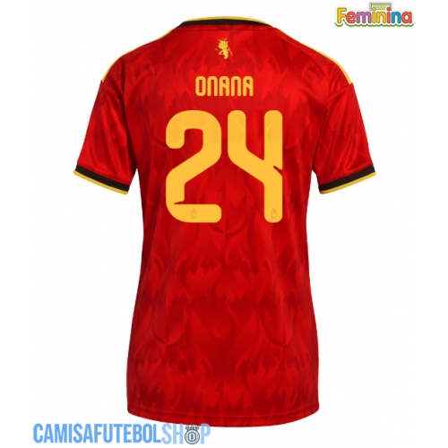 Camisa de time de futebol Bélgica Amadou Onana #24 Replicas 1º Equipamento Feminina Mundo 2026 Manga Curta